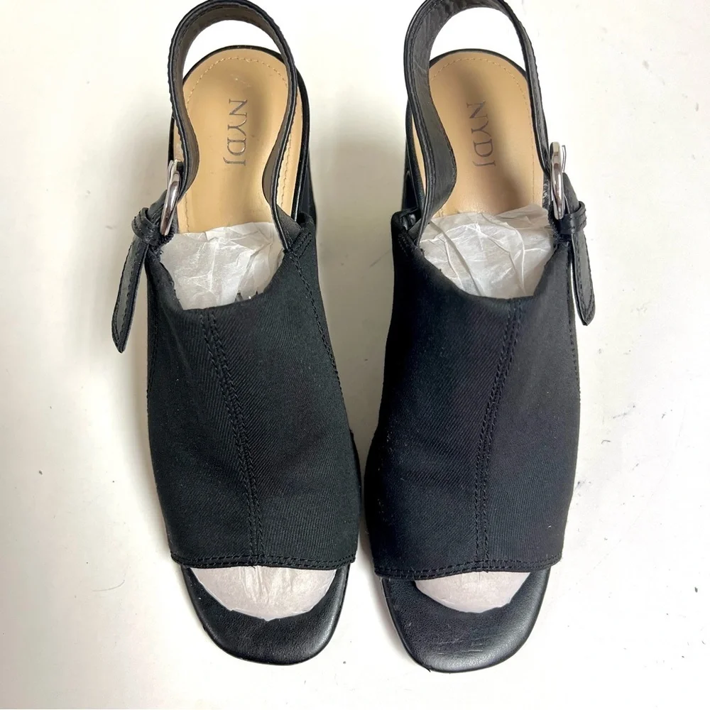 NYDJ Lyssa Black Women's Open-Toe Slingback block heel sandals classic size 10M